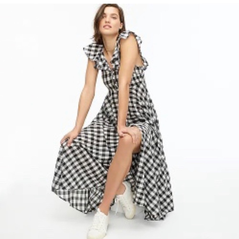 JCrew Button-up Rufffle dress xxs - Picture 2 of 5
